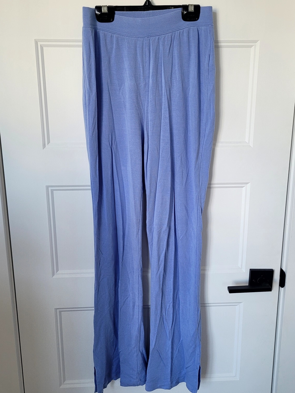 Terry Knit GAP Body Women's XS Light Blue Wide Leg Flare Lounge Pants Slit Hem